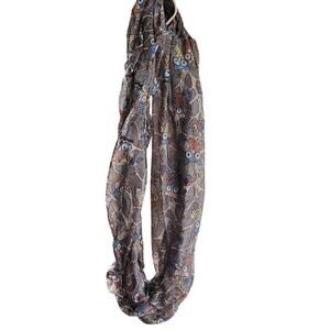 Whimsical Owl Print Infinity Scarf - Gray Multi-colored
